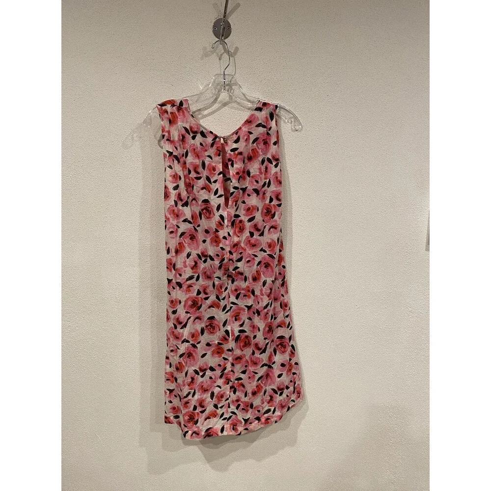 Kate Spade Bay of Roses Dress Womens XL Pink Floral Sleeveless Belted Shift Shor